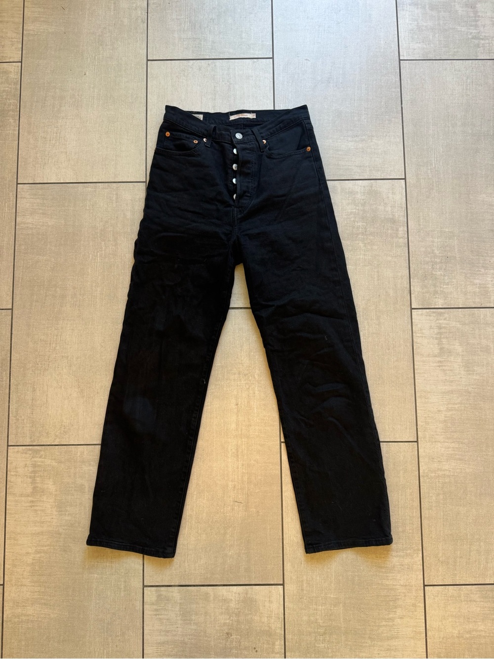 Levi's Black High Rise Ribcage Straight Leg Jeans Size 27